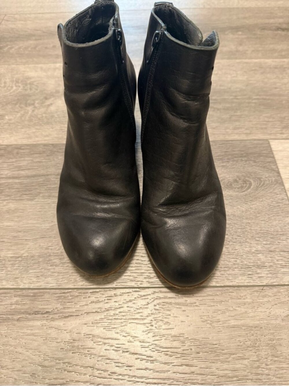 MOMA BLACK Ankle Leather Boots heeled booties size 36.5 made in Italy - Picture 4 of 13